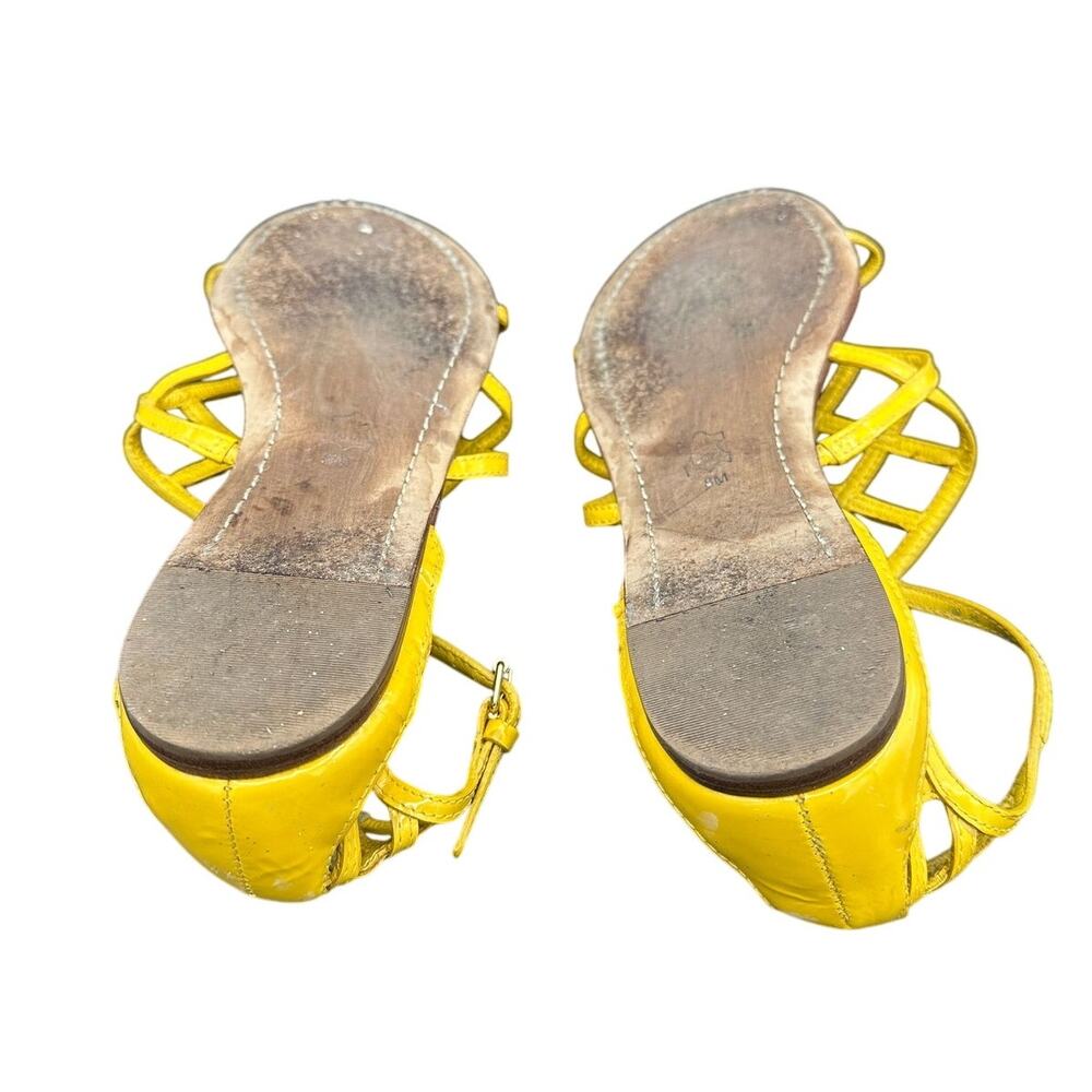 Tory Burch Amalie Flat Sandal HOT Color Season 8 Yellow Leather Open Toe Summer - Picture 7 of 8